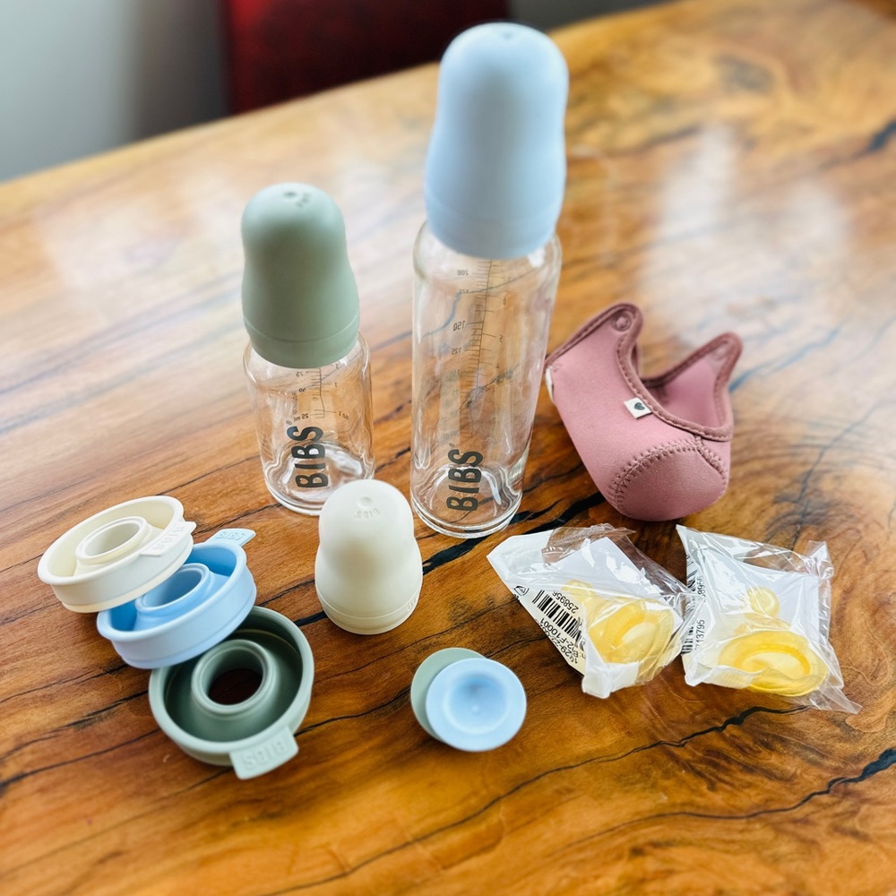 Bibs Bottles & Accessory Set in Pastel Blue, Sage, Ivory & Blush
